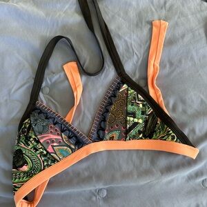 Maaji Vibrant Black and Orange Bikini Top